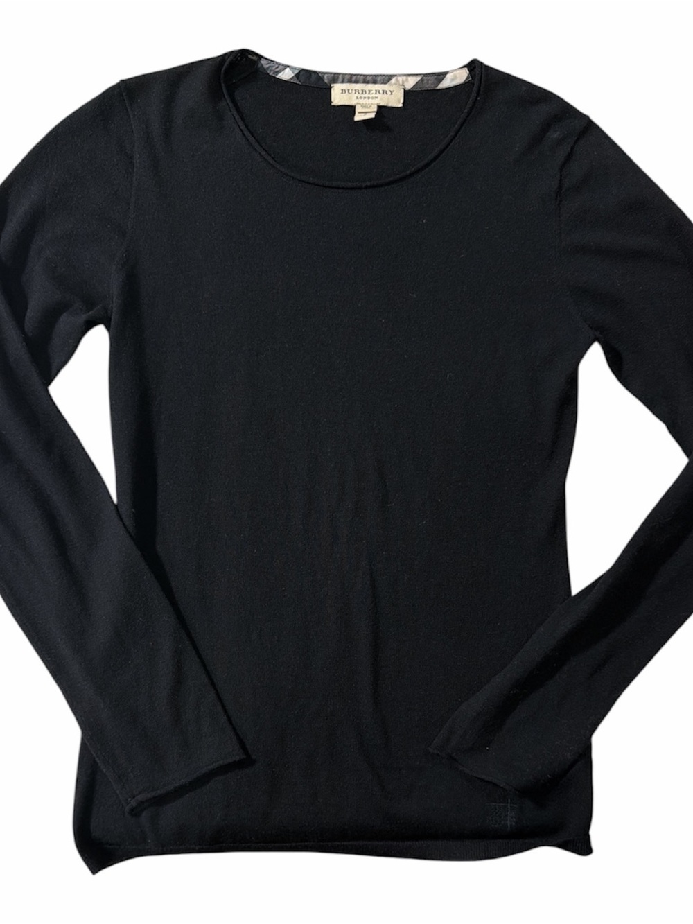 Burberry London Black Wool & Silk Knit Top - Lightweight Luxury Essential-small